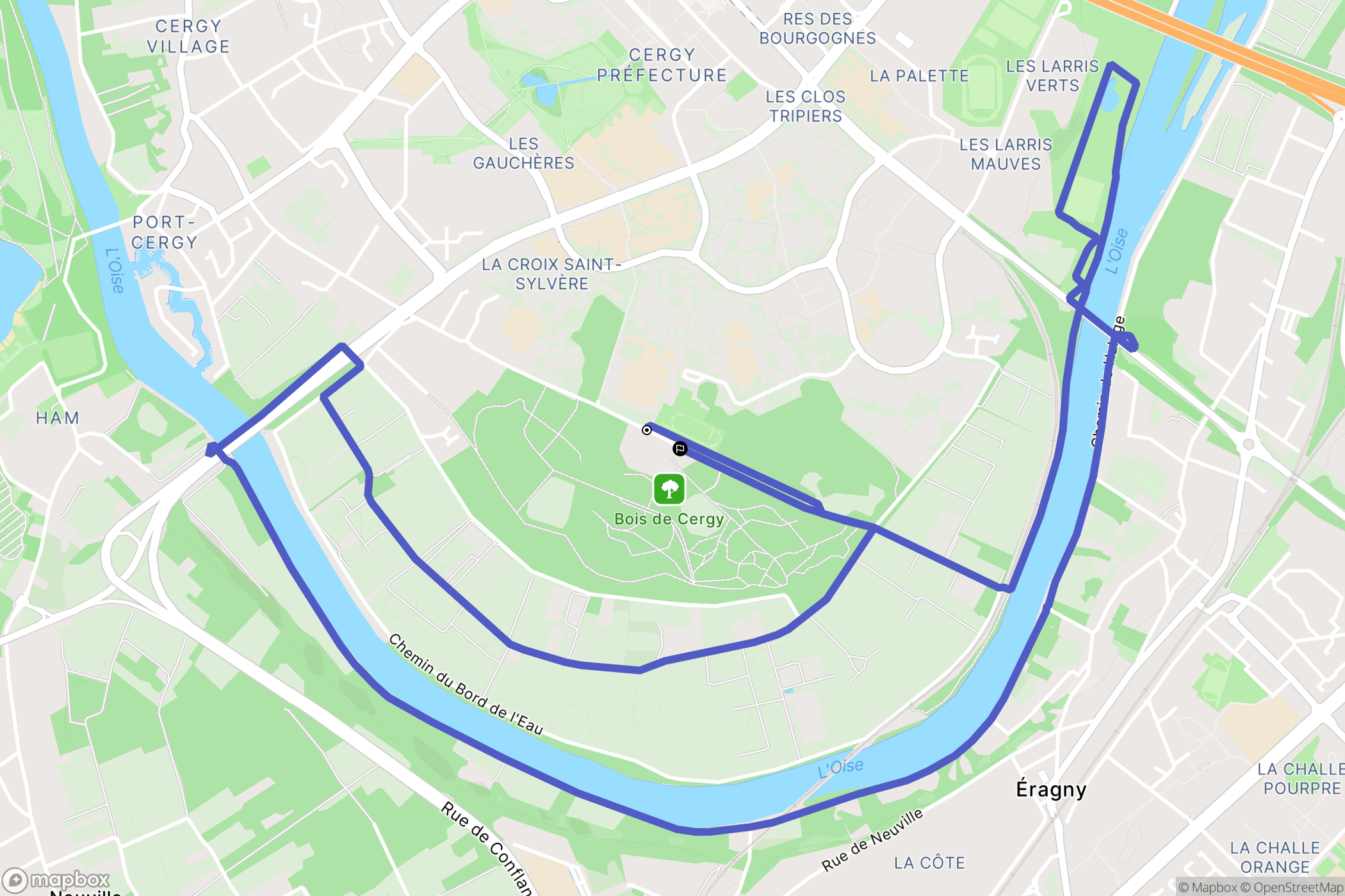 Cergy : carte du parcours de randonnée - France