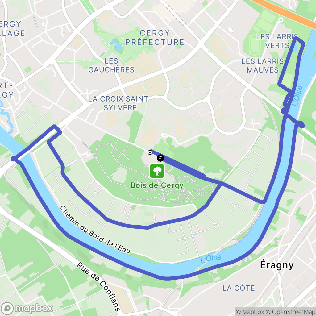 Cergy : carte du parcours de randonnée - France