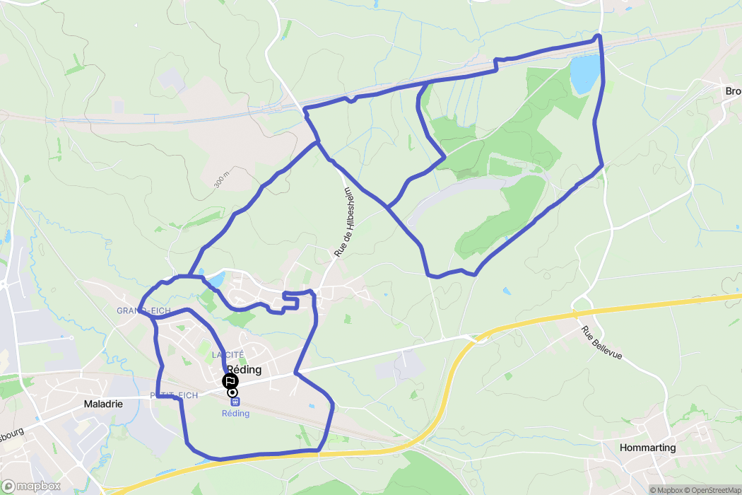 Réding : carte du parcours de randonnée - France
