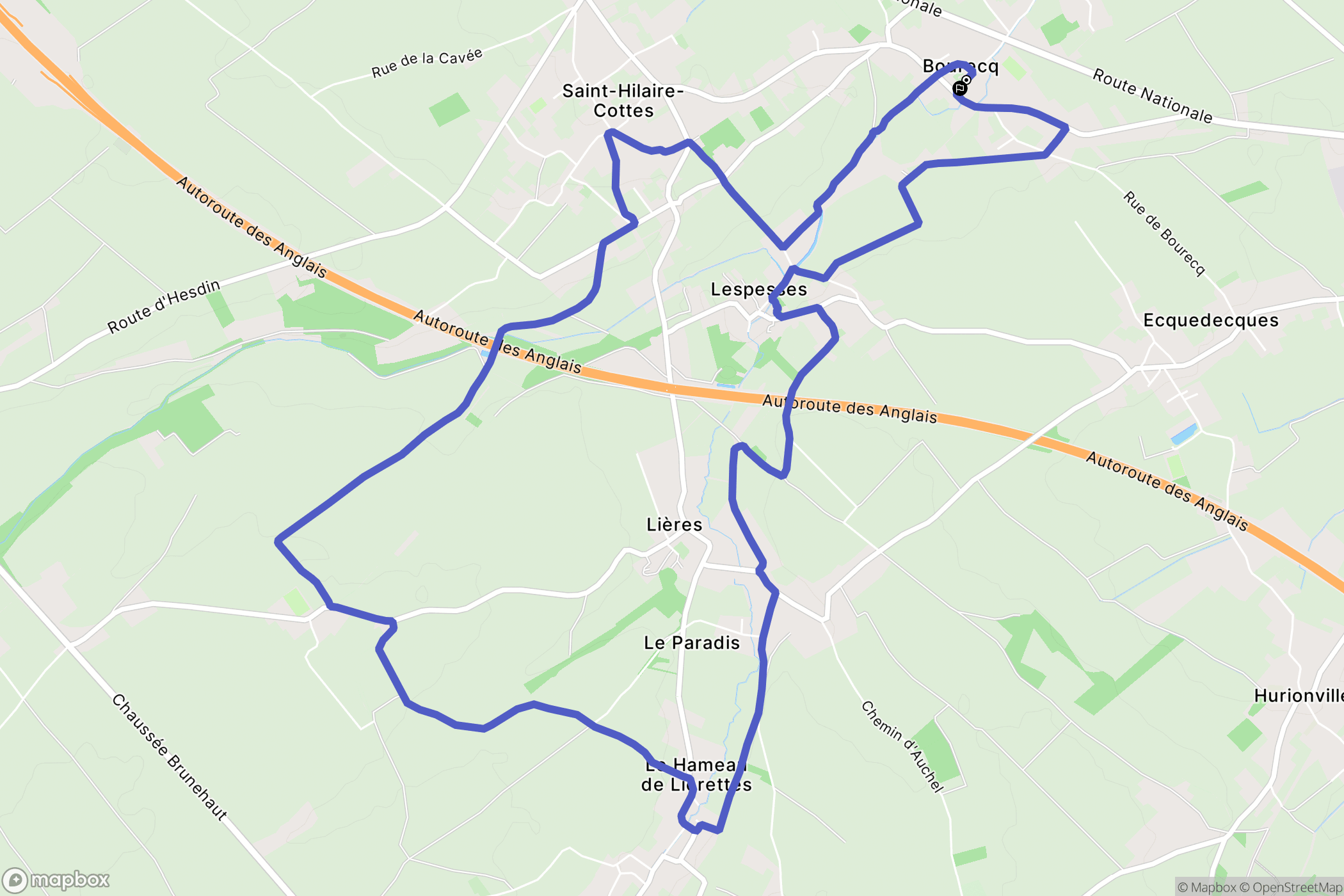 Bourecq : carte du parcours de randonnée - France