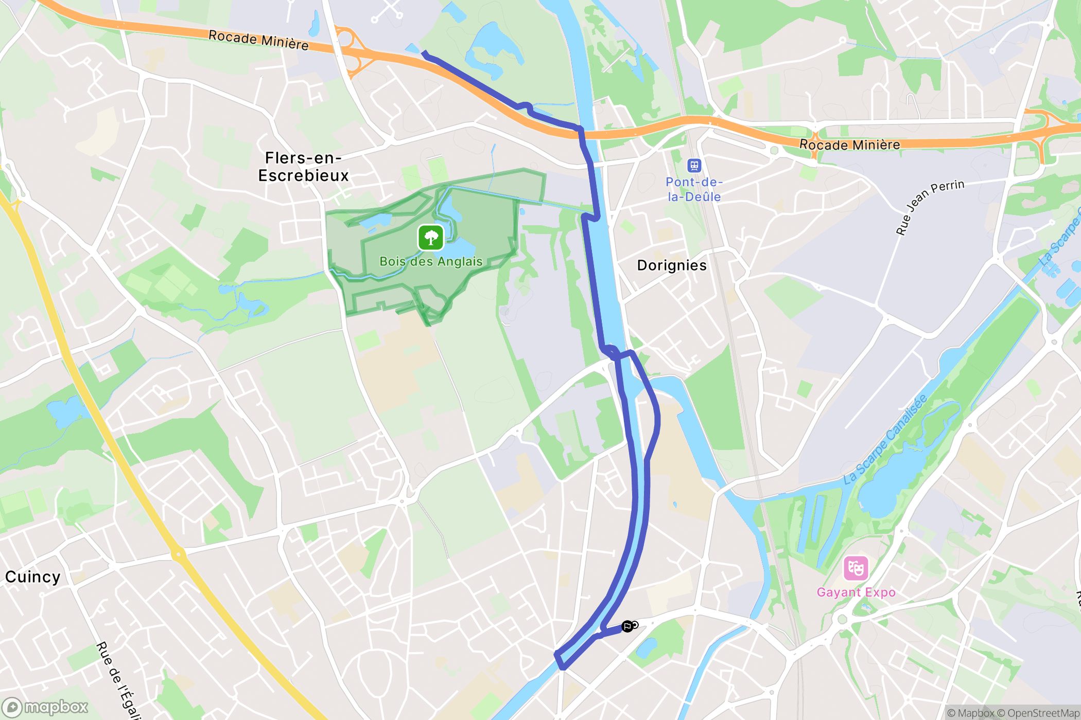 Douai : carte du parcours de randonnée - France