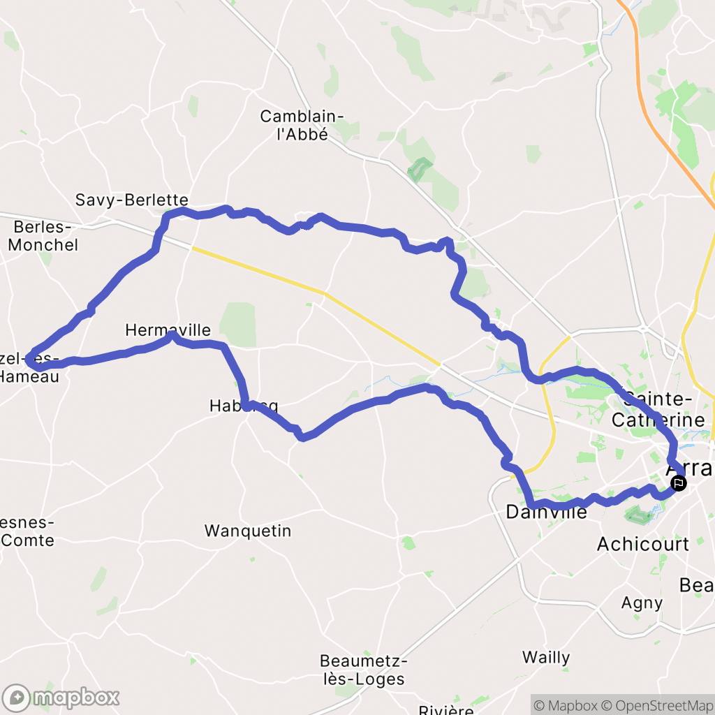 Arras : carte du parcours de randonnée - France