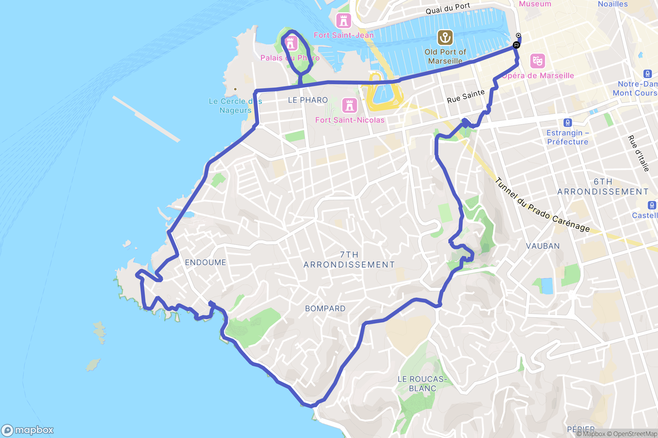 Marseille : carte du parcours de randonnée - France