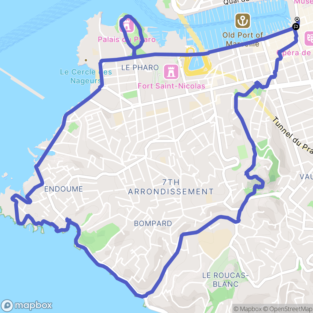 Marseille : carte du parcours de randonnée - France