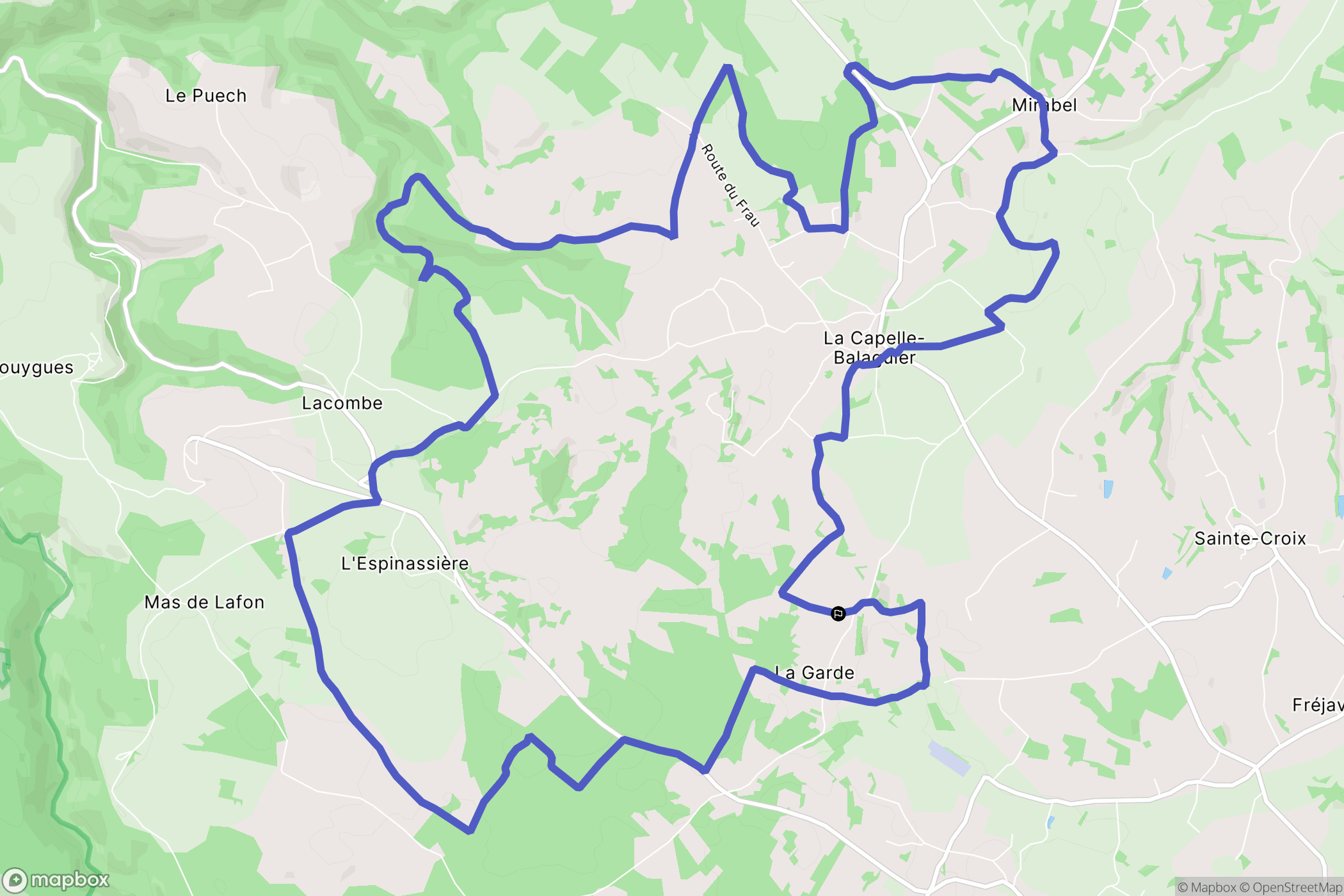 La Capelle-Balaguier : carte du parcours de randonnée - France