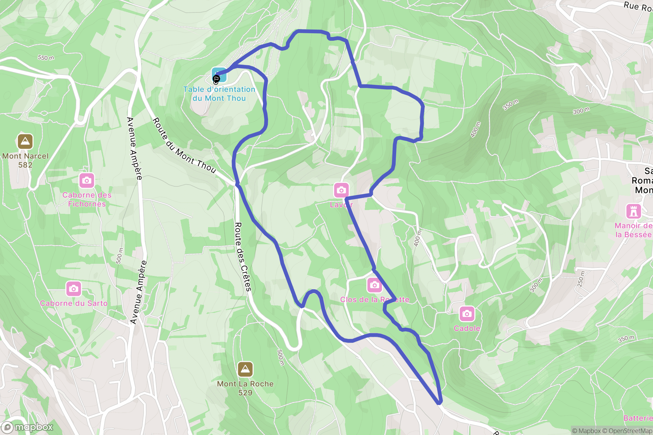 Saint-Cyr-au-Mont-d'Or : carte du parcours de randonnée - France