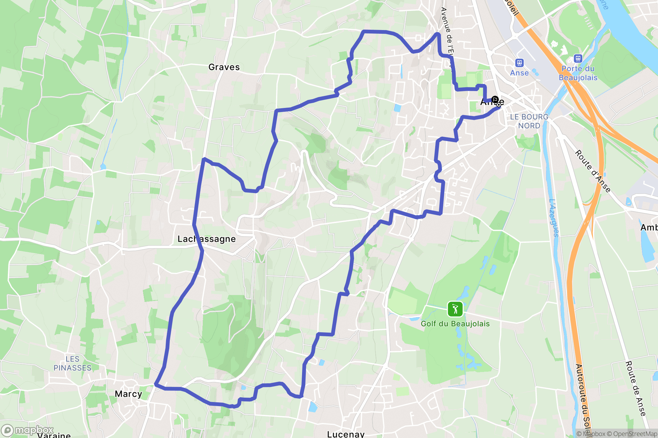 Anse : carte du parcours de randonnée - France