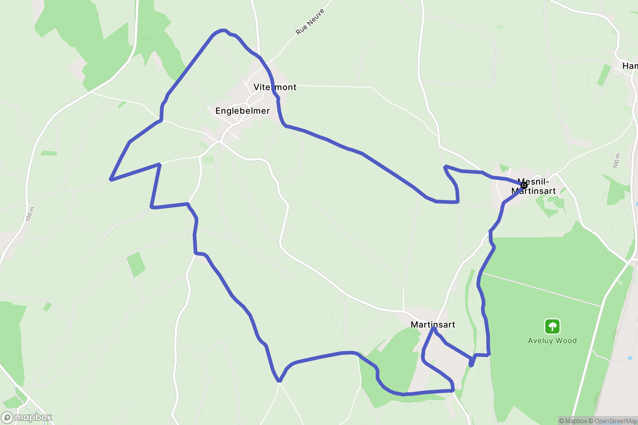 Mesnil-Martinsart : carte du parcours de randonnée - France