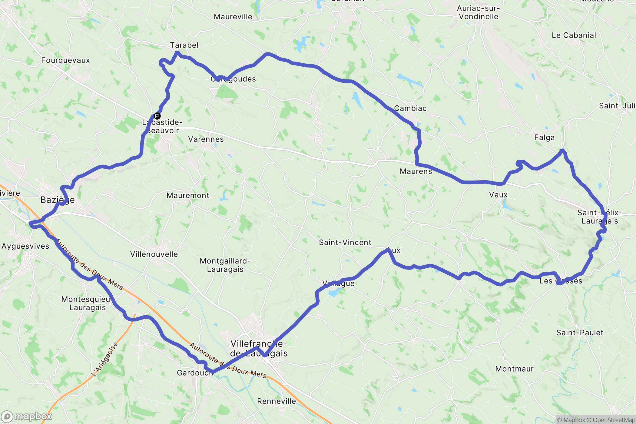 Labastide-Beauvoir : carte du parcours de randonnée - France