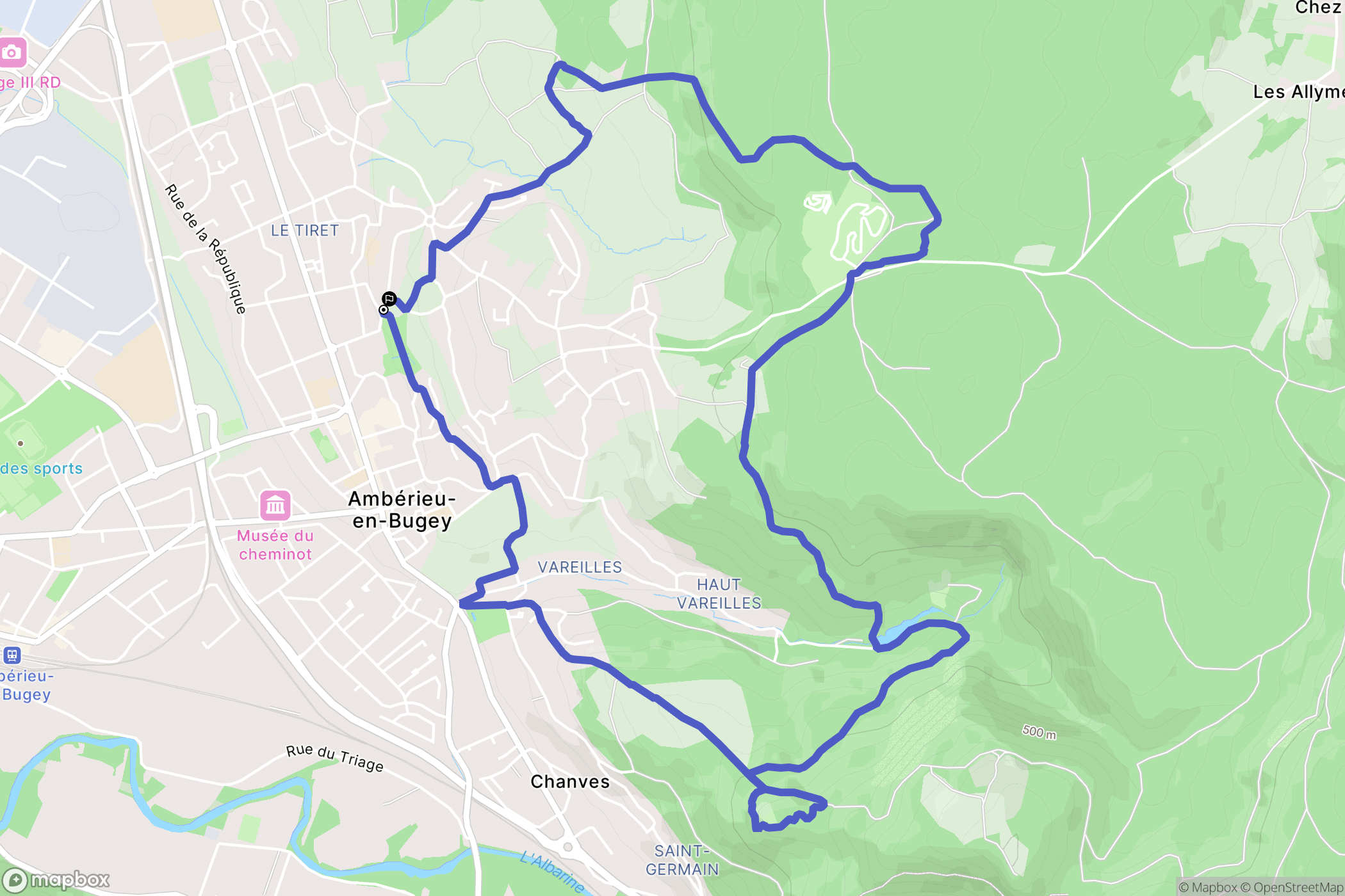 Ambérieu-en-Bugey : carte du parcours de randonnée - France