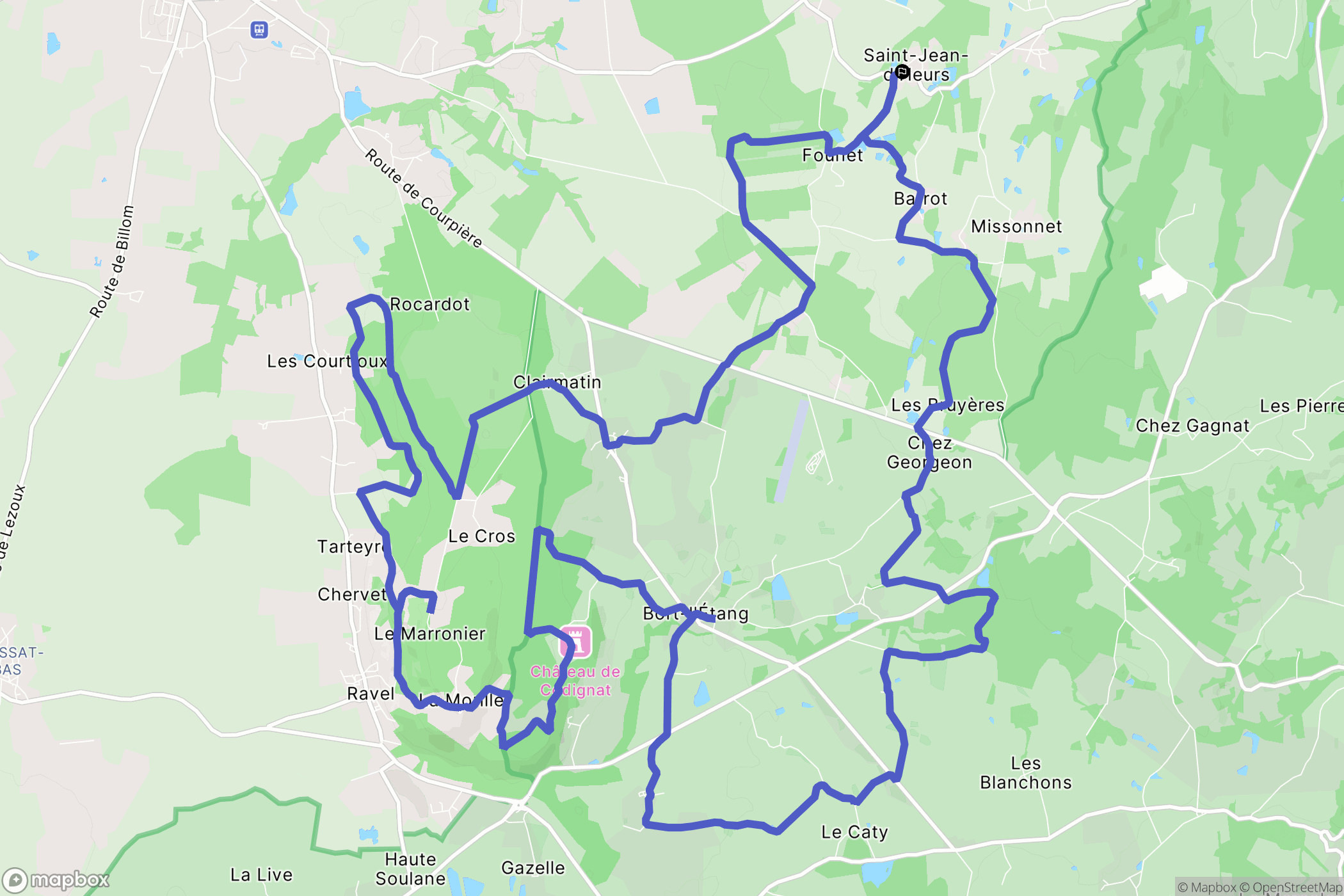 Saint-Jean-d'Heurs : carte du parcours de randonnée - France