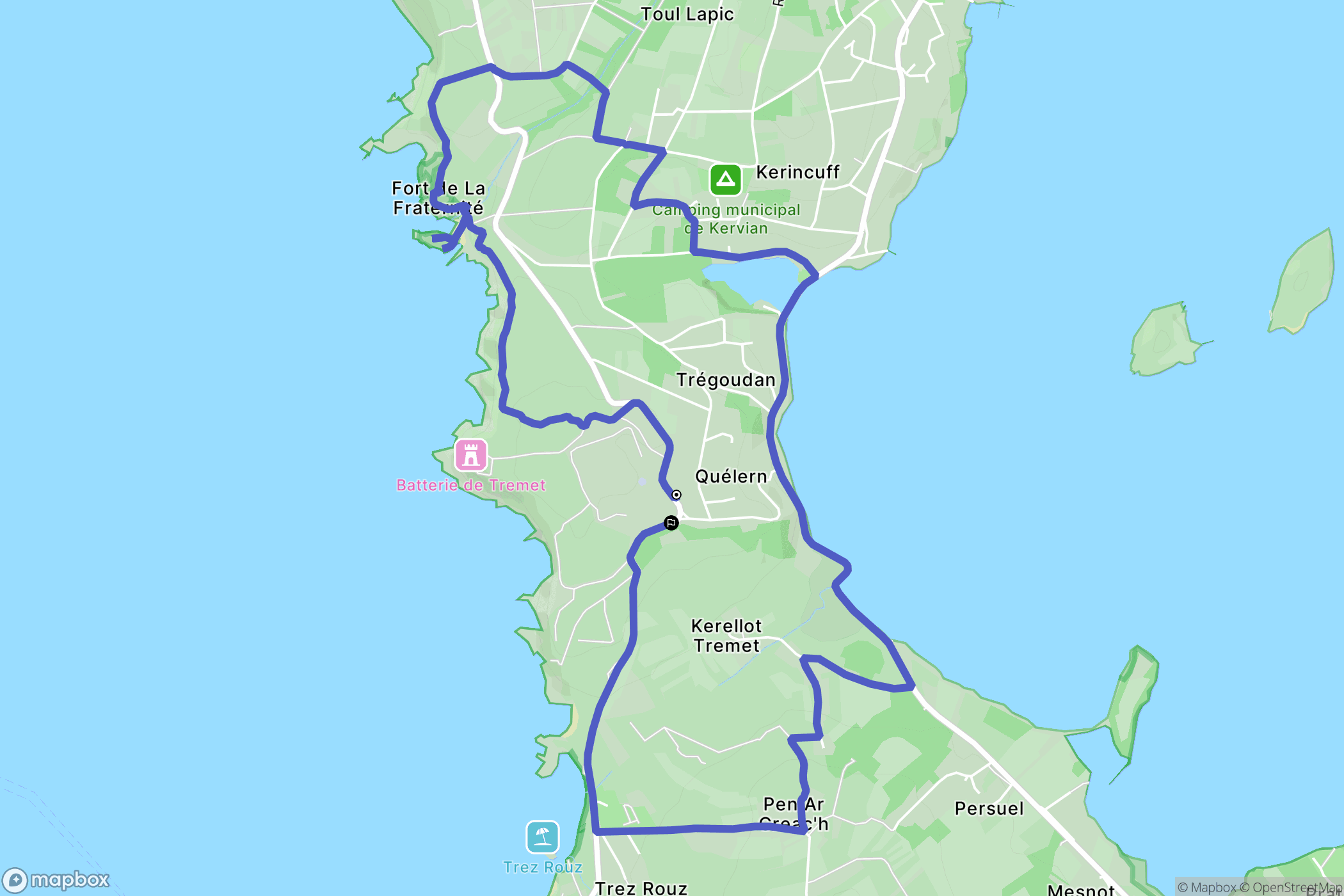 Roscanvel : carte du parcours de randonnée - France
