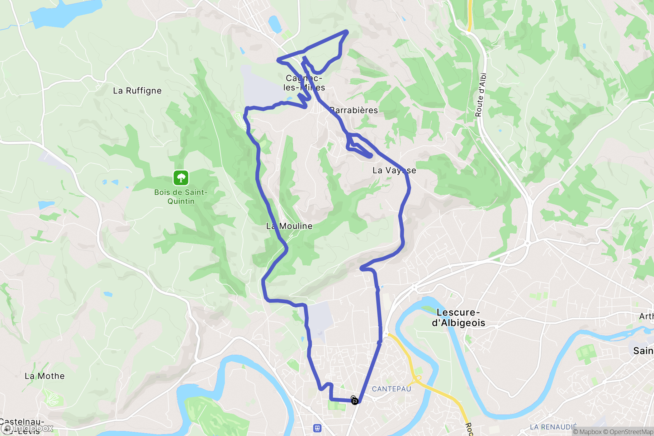 Albi : carte du parcours de randonnée - France