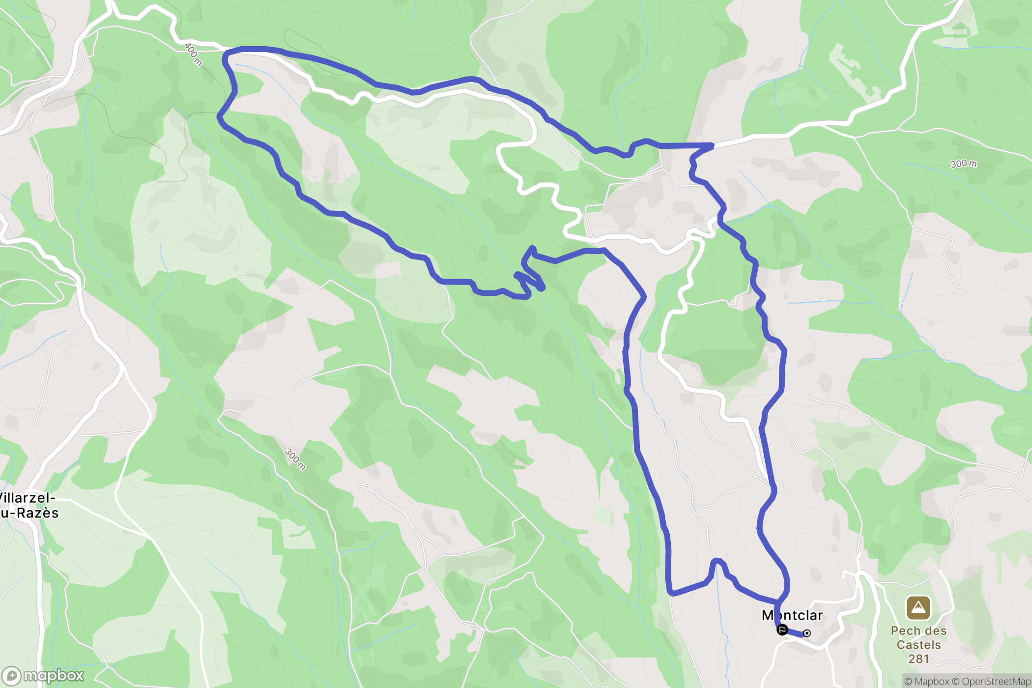 Montclar : carte du parcours de randonnée - France