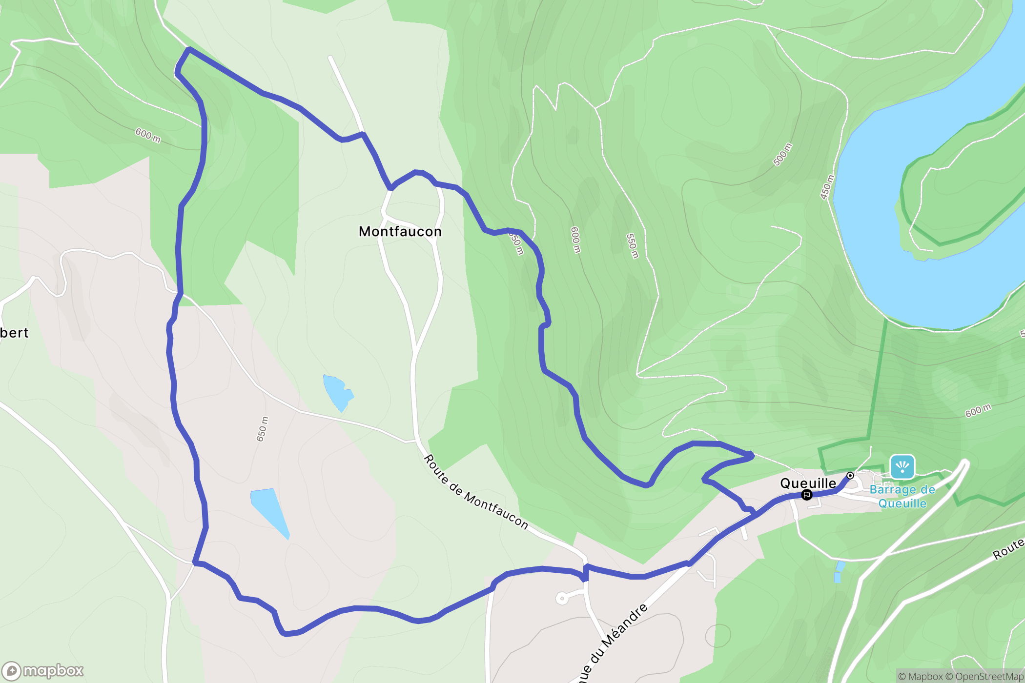 Queuille : carte du parcours de randonnée - France