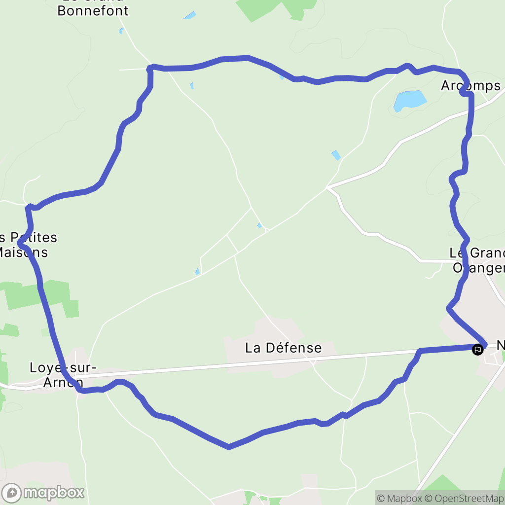 Arcomps : carte du parcours de randonnée - France