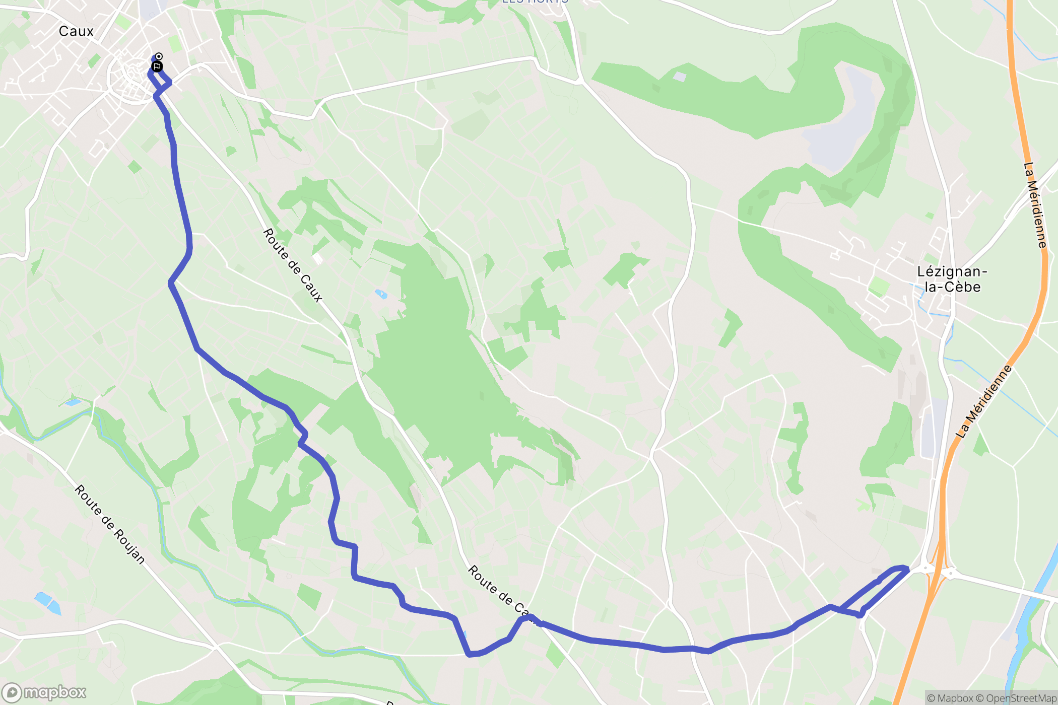 Caux : carte du parcours de randonnée - France
