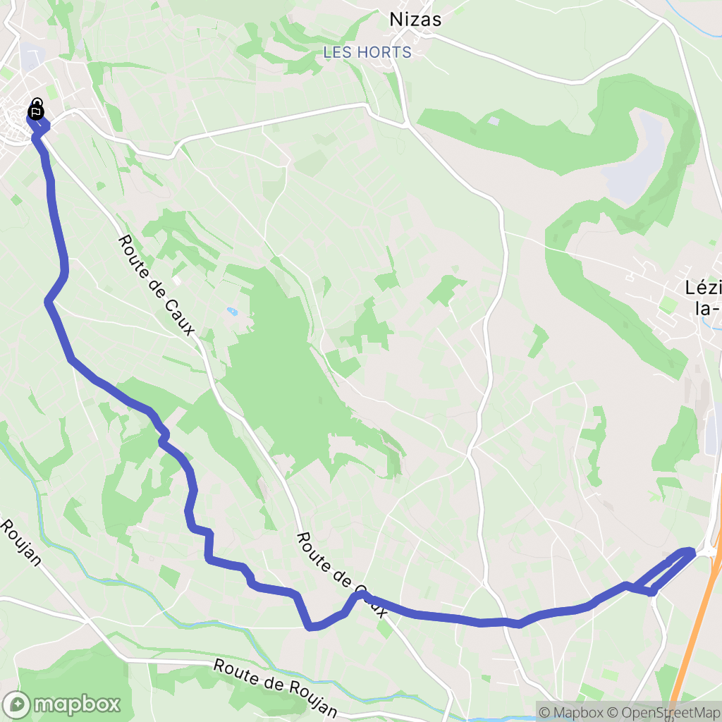 Caux : carte du parcours de randonnée - France