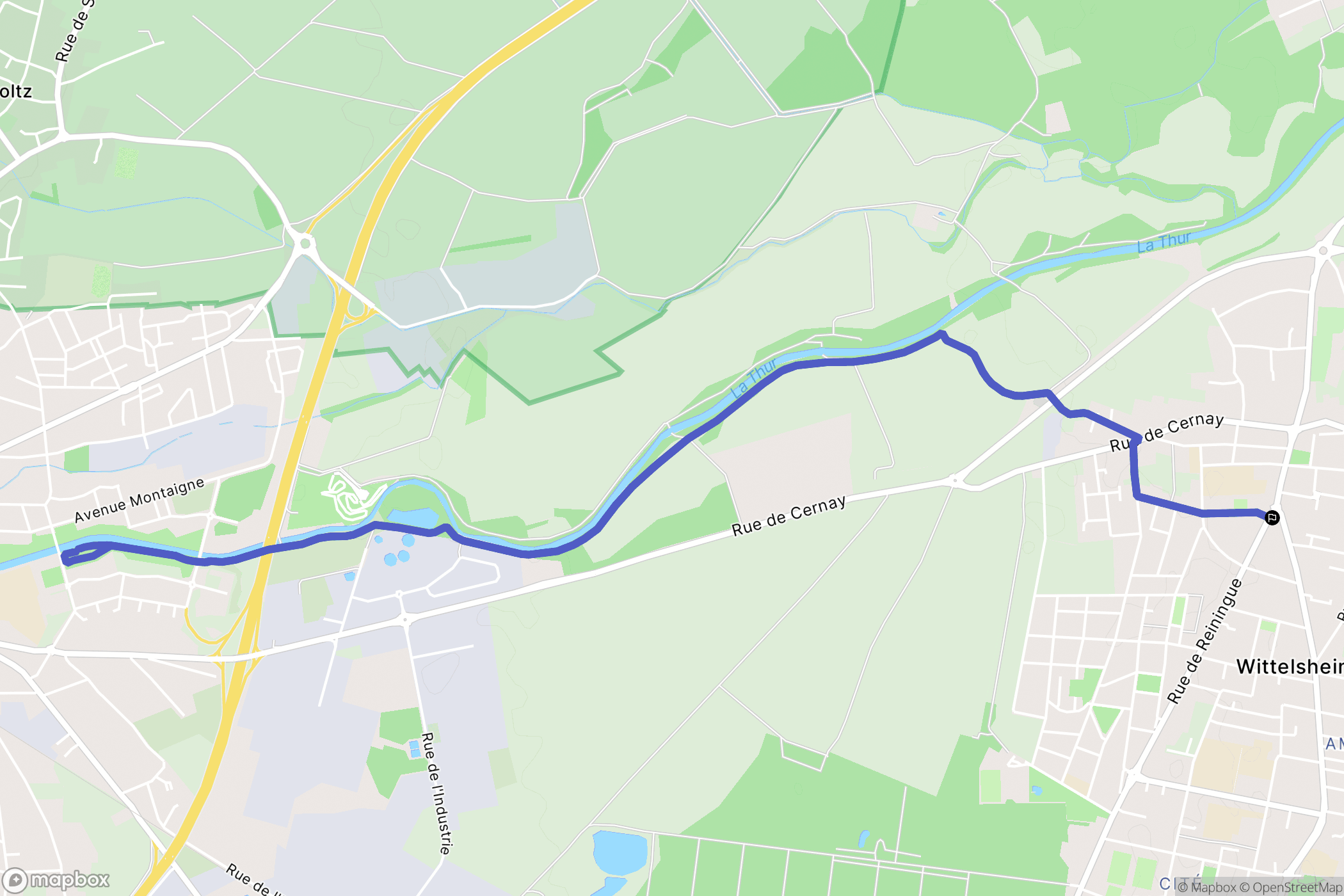 Wittelsheim : carte du parcours de randonnée - France