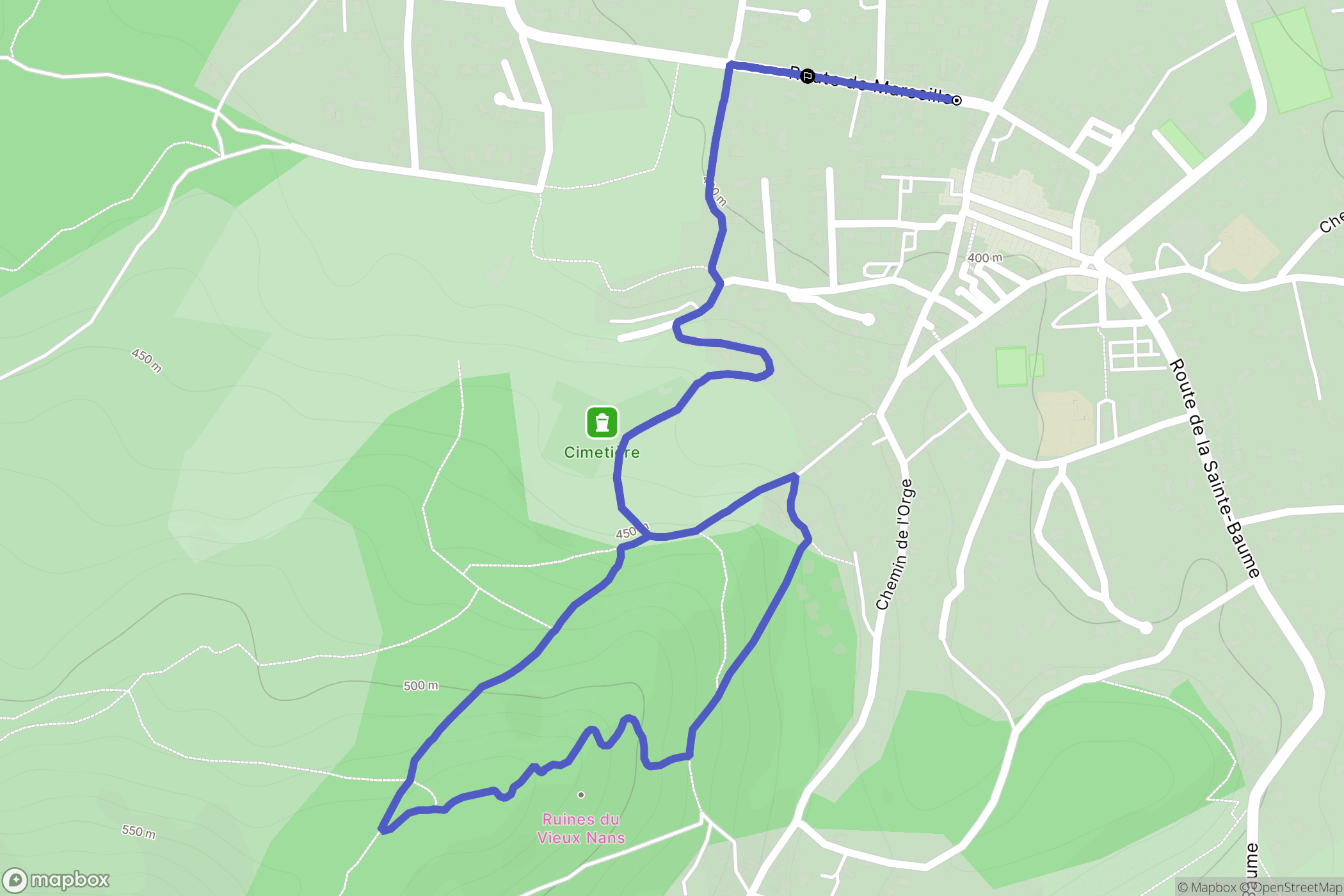 Nans-les-Pins : carte du parcours de randonnée - France