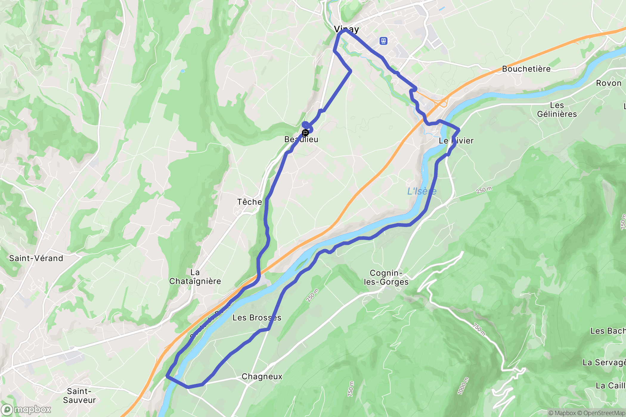 Beaulieu : carte du parcours de randonnée - France
