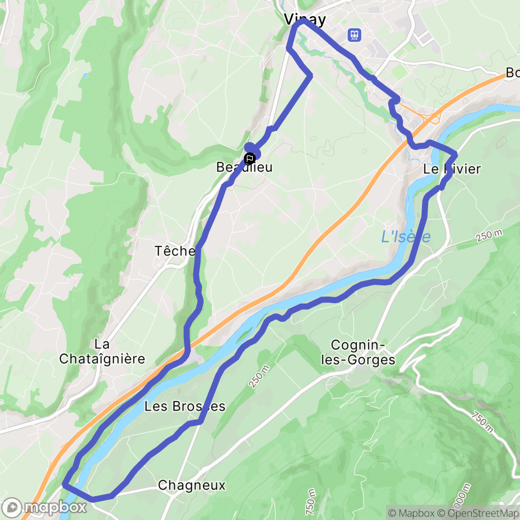 Beaulieu : carte du parcours de randonnée - France