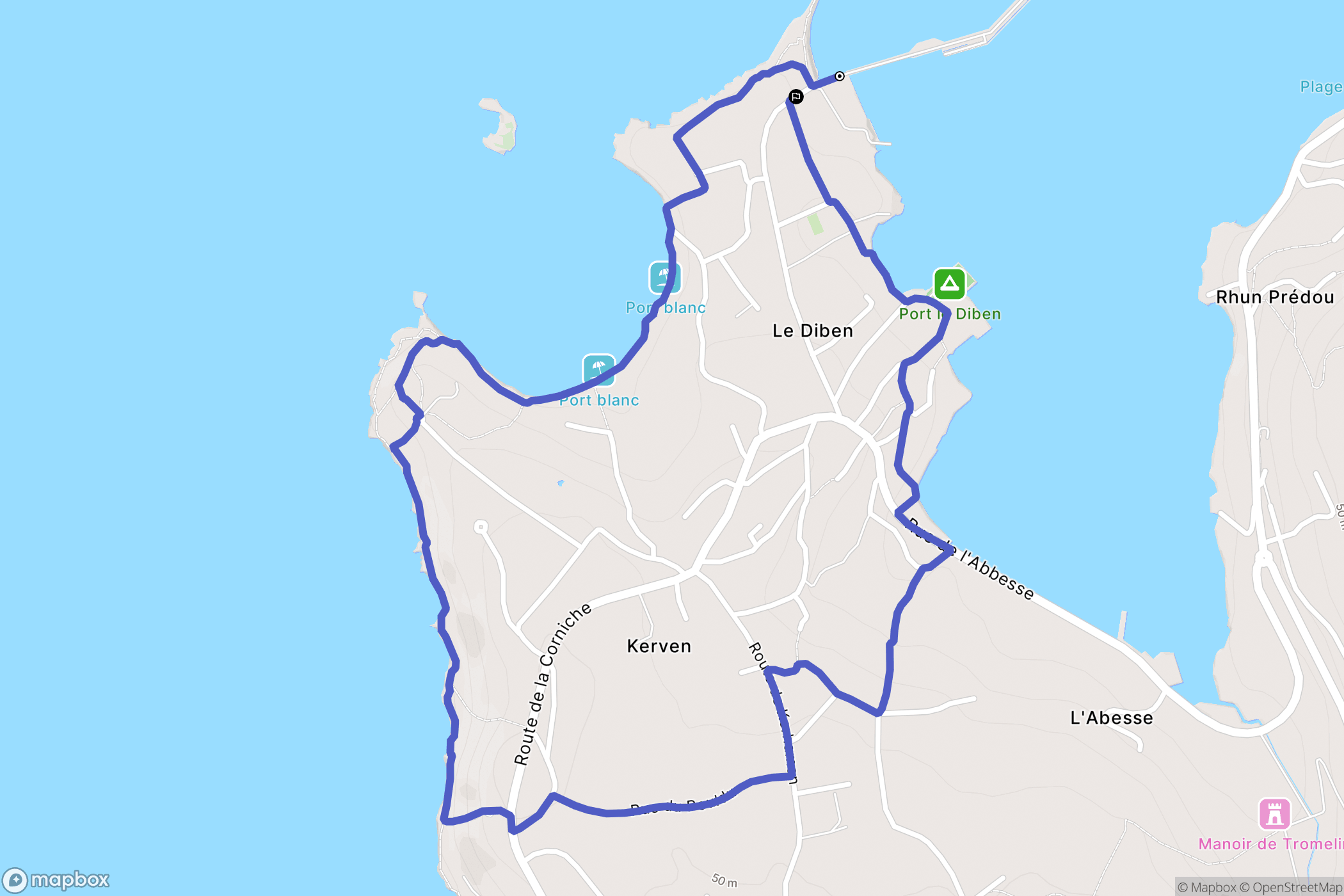 Plougasnou : carte du parcours de randonnée - France