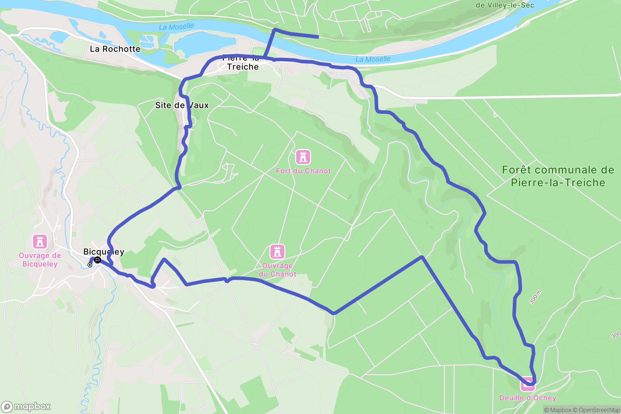 Bicqueley : carte du parcours de randonnée - France