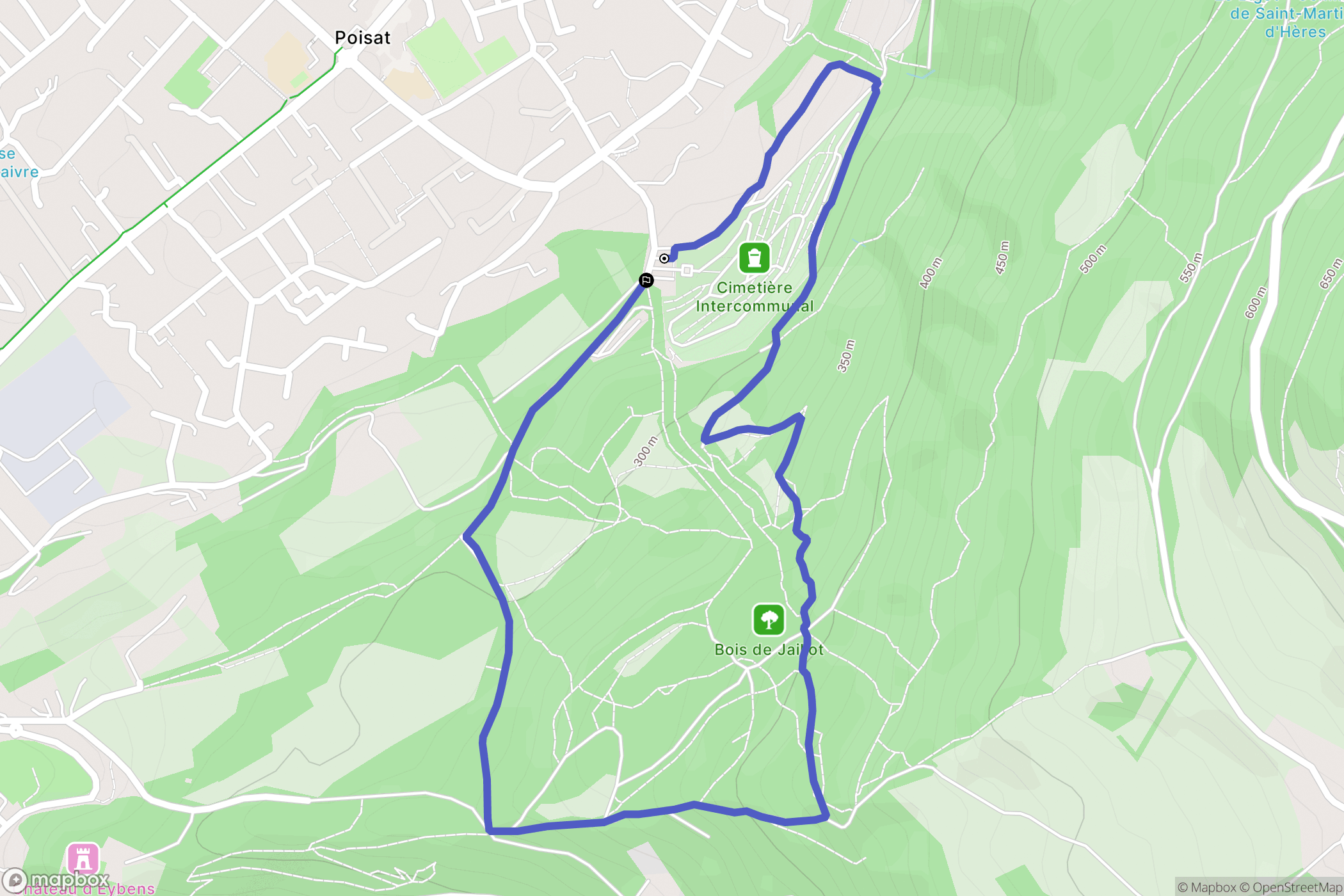 Poisat : carte du parcours de randonnée - France