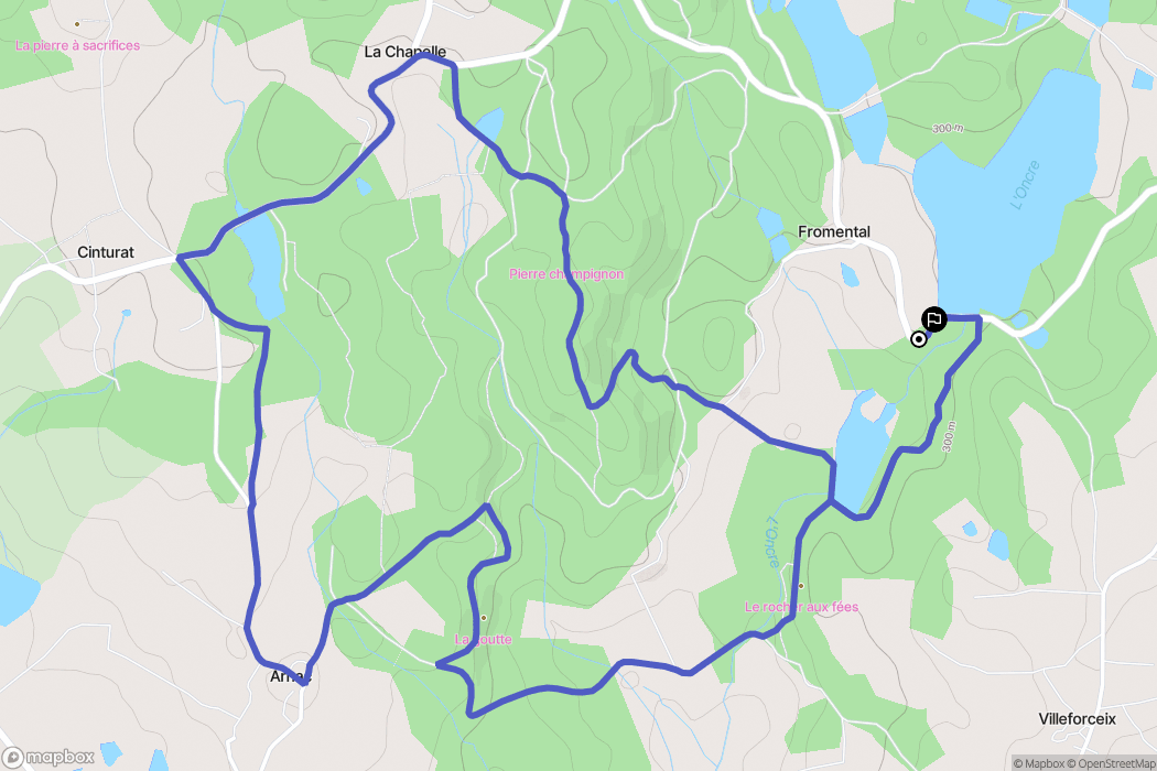 Cieux : carte du parcours de randonnée - France