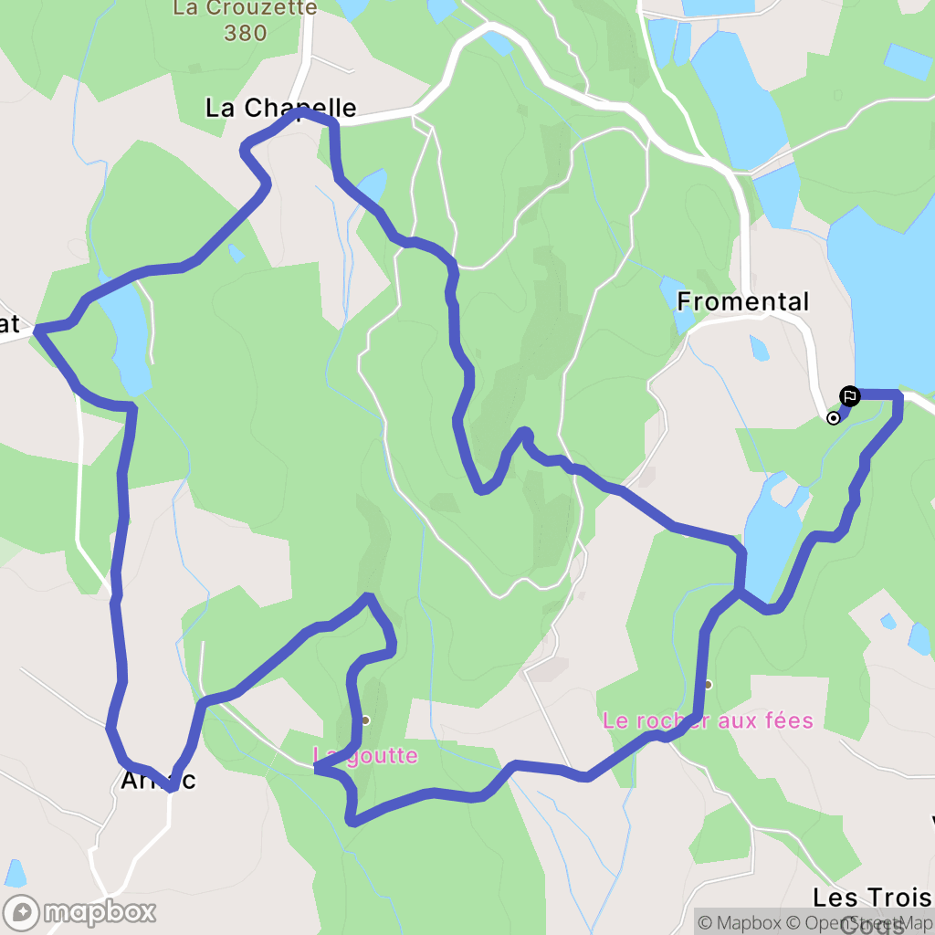 Cieux : carte du parcours de randonnée - France