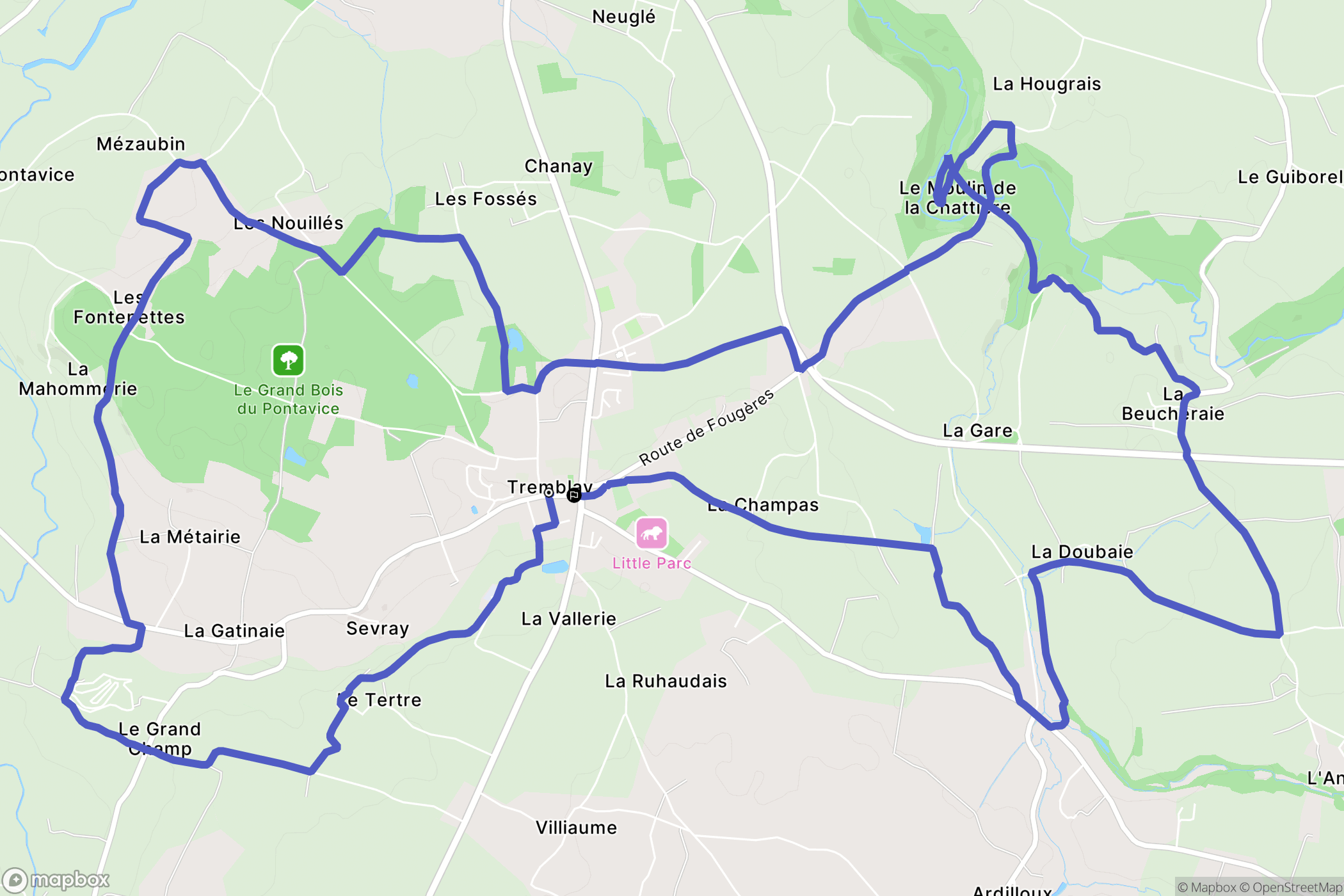 Val-Couesnon : carte du parcours de randonnée - France
