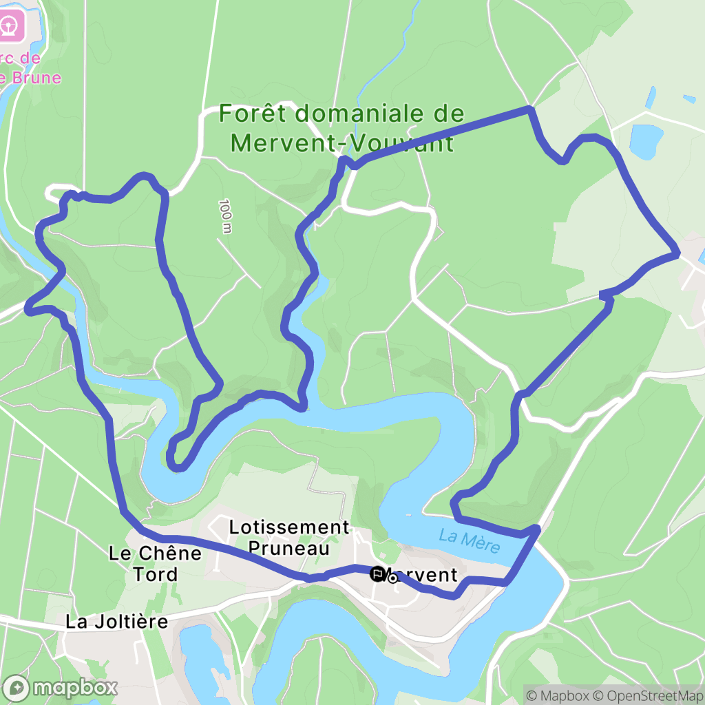 Mervent : carte du parcours de randonnée - France
