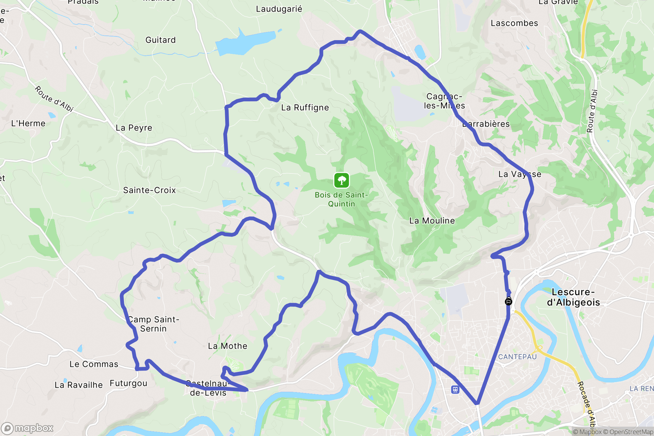 Lescure-d'Albigeois : carte du parcours de randonnée - France