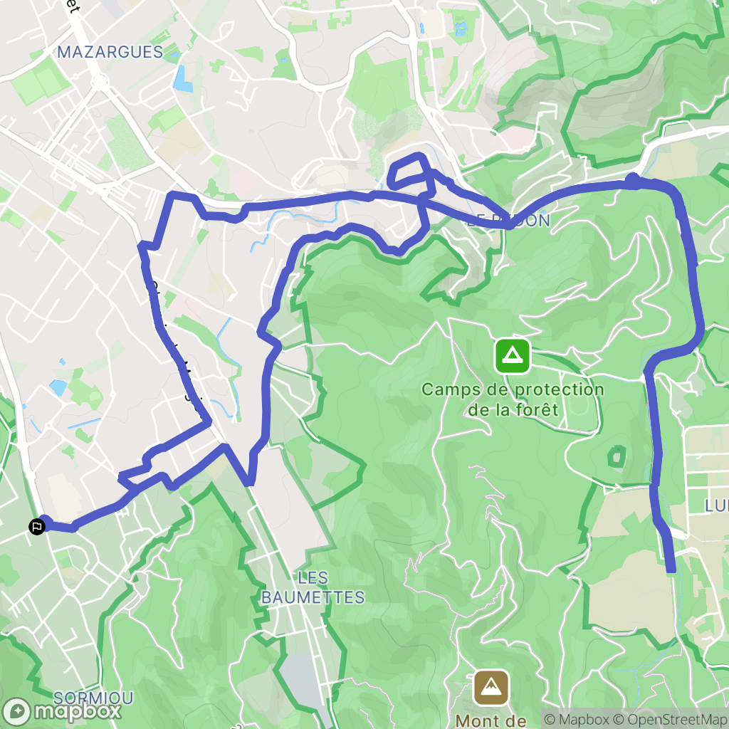 Marseille : carte du parcours de randonnée - France