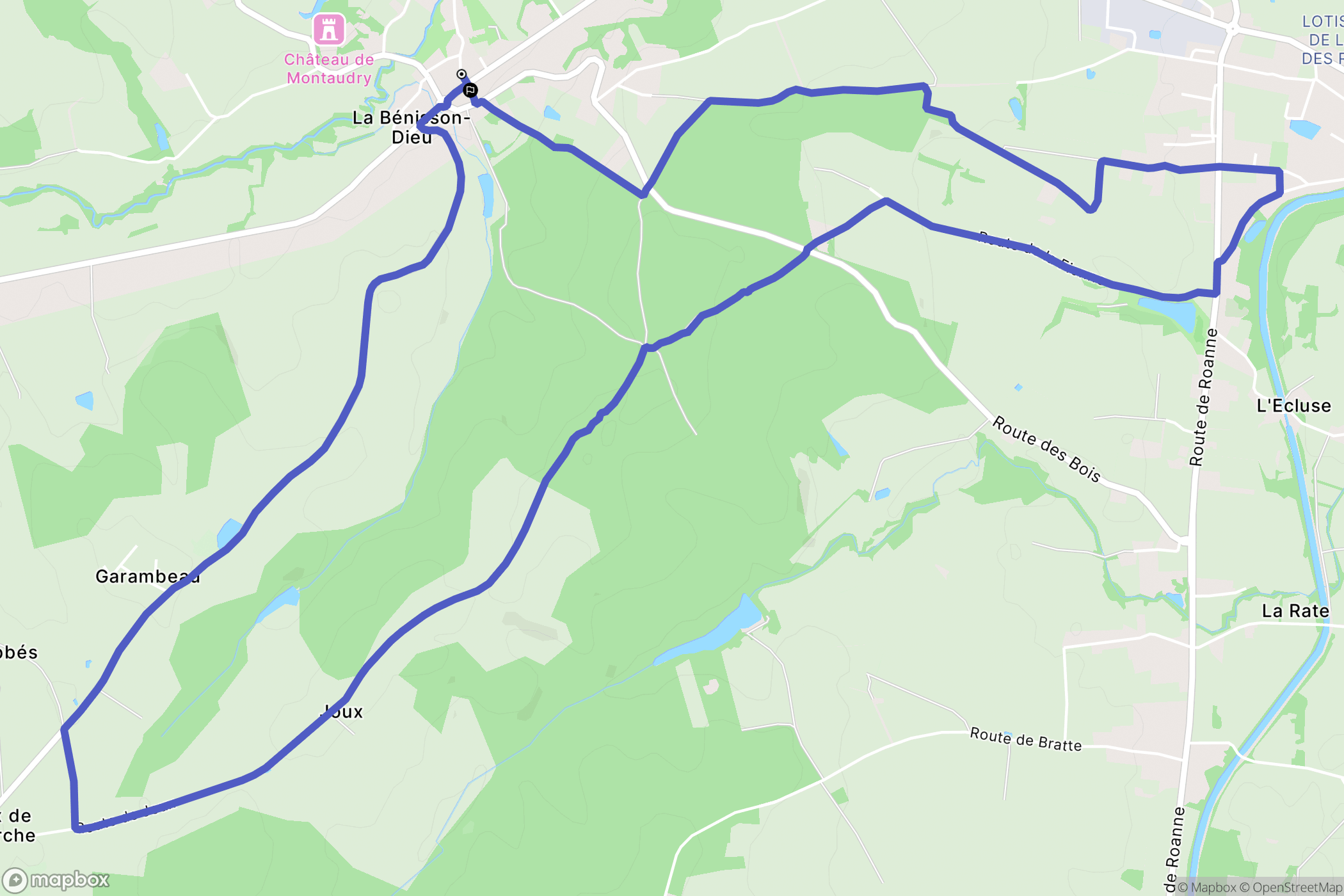 La Bénisson-Dieu : carte du parcours de randonnée - France
