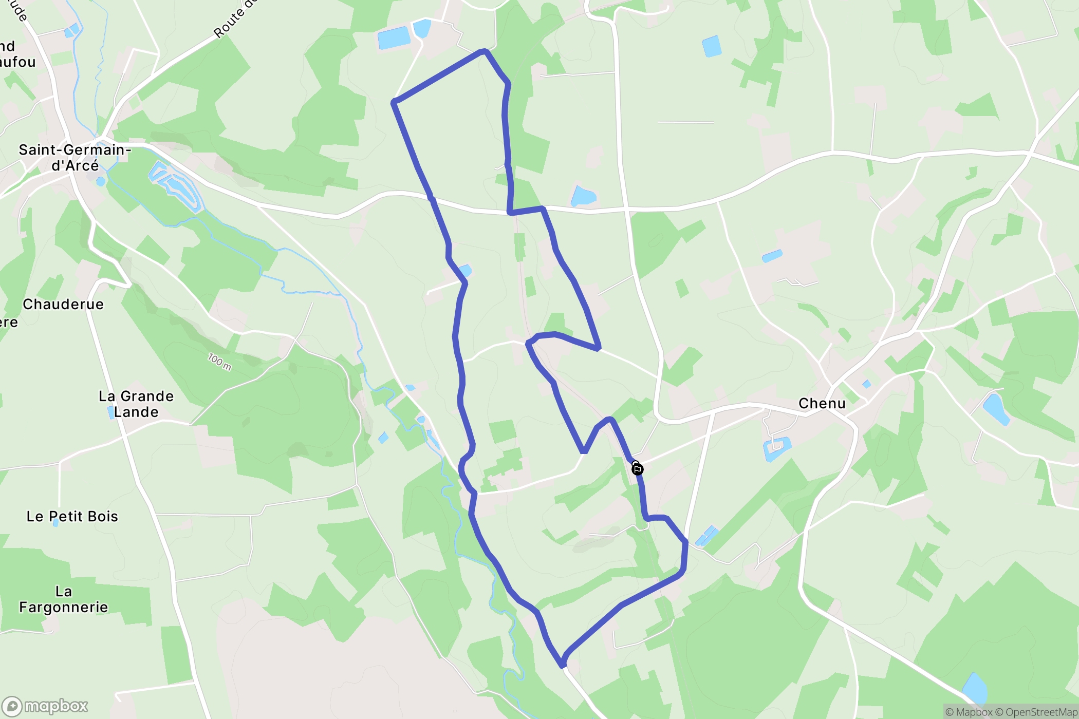 Chenu : carte du parcours de randonnée - France