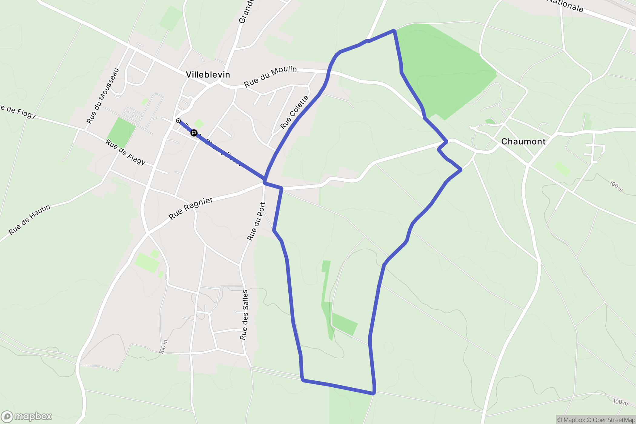 Villeblevin : carte du parcours de randonnée - France