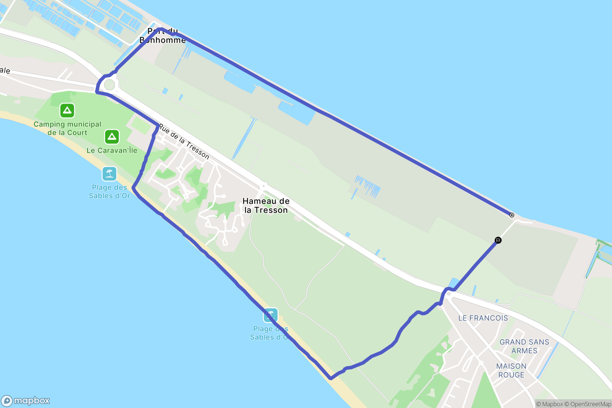 Barbâtre : carte du parcours de randonnée - France
