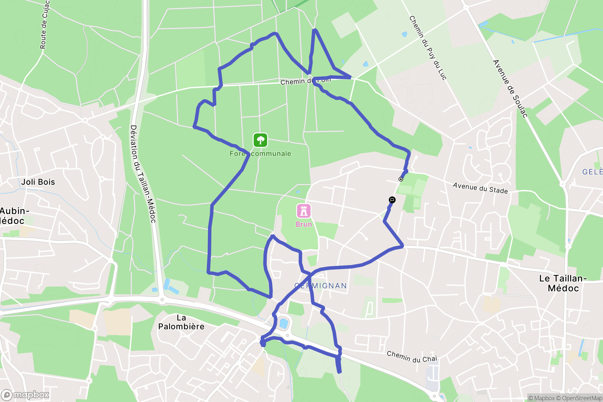 Le Taillan-Médoc : carte du parcours de randonnée - France