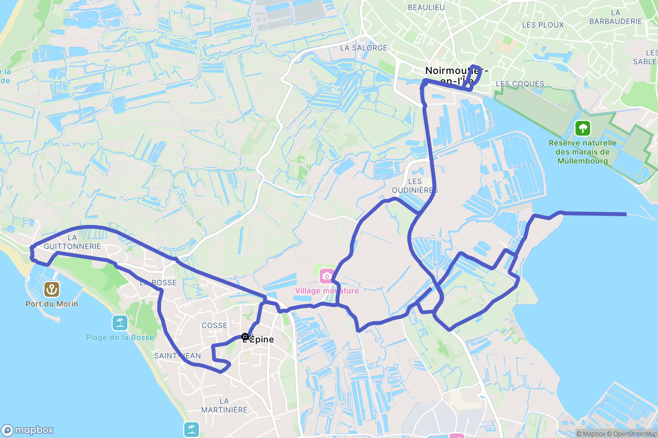L'Épine : carte du parcours de randonnée - France