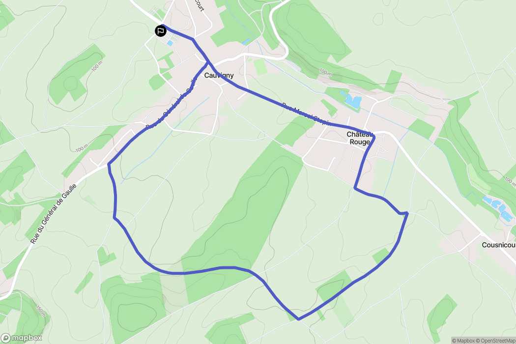 Cauvigny : carte du parcours de randonnée - France