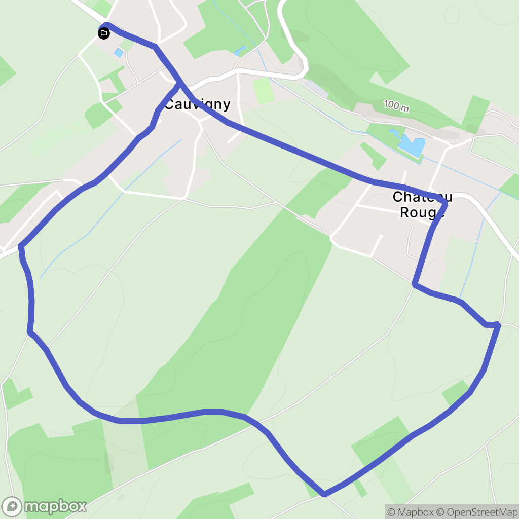 Cauvigny : carte du parcours de randonnée - France