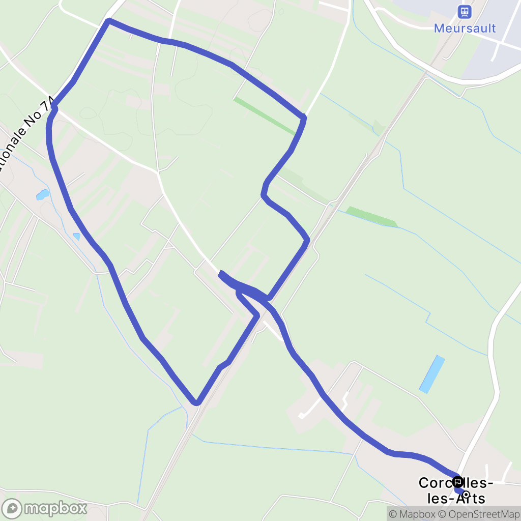 Corcelles-les-Arts : carte du parcours de randonnée - France
