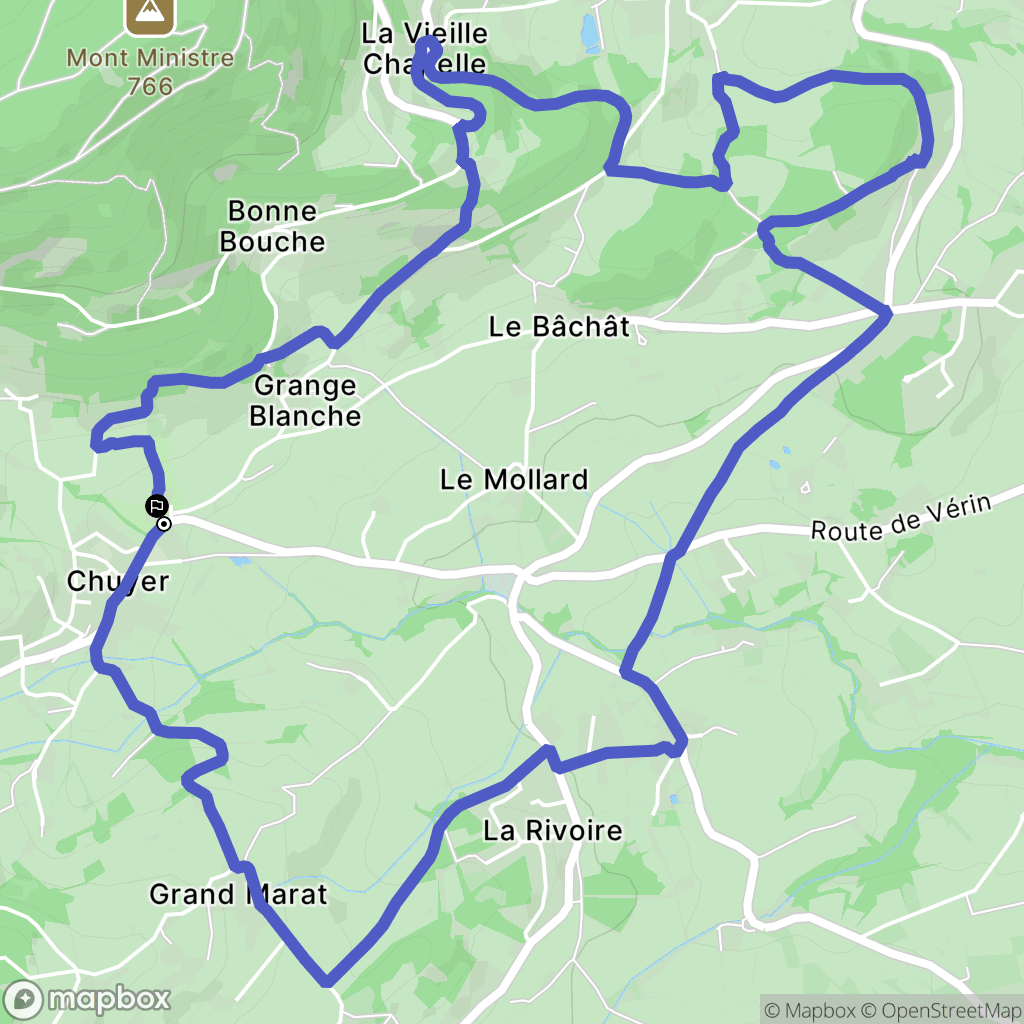 Chuyer : carte du parcours de randonnée - France