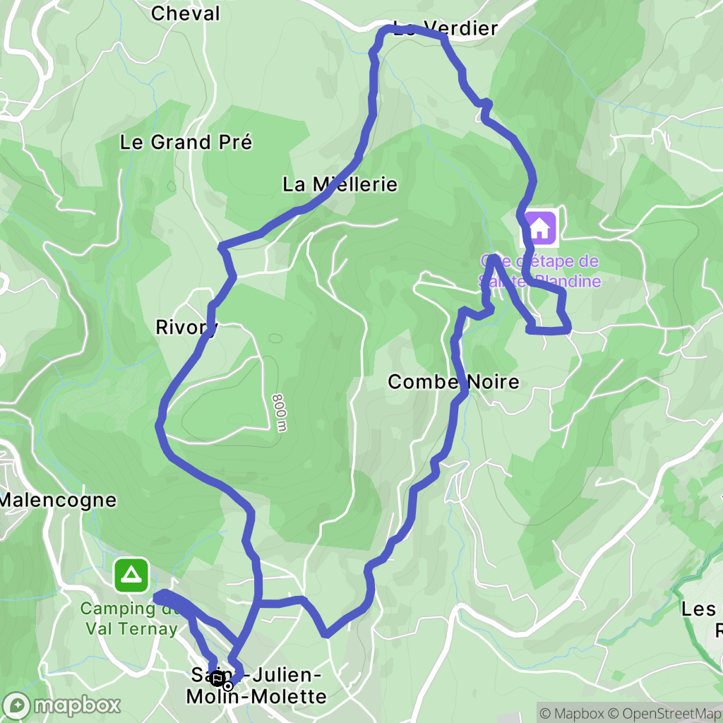 Saint-Julien-Molin-Molette : carte du parcours de randonnée - France