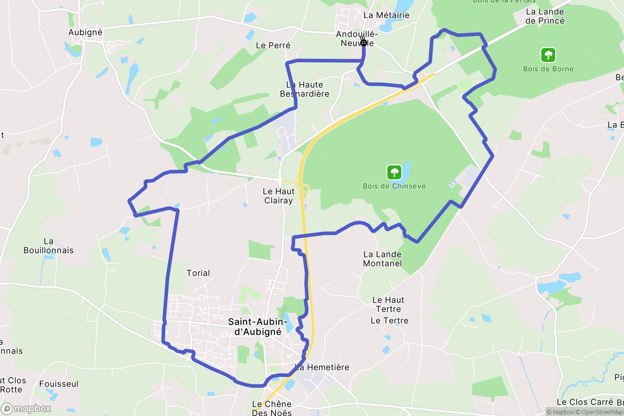 Andouillé-Neuville : carte du parcours de randonnée - France