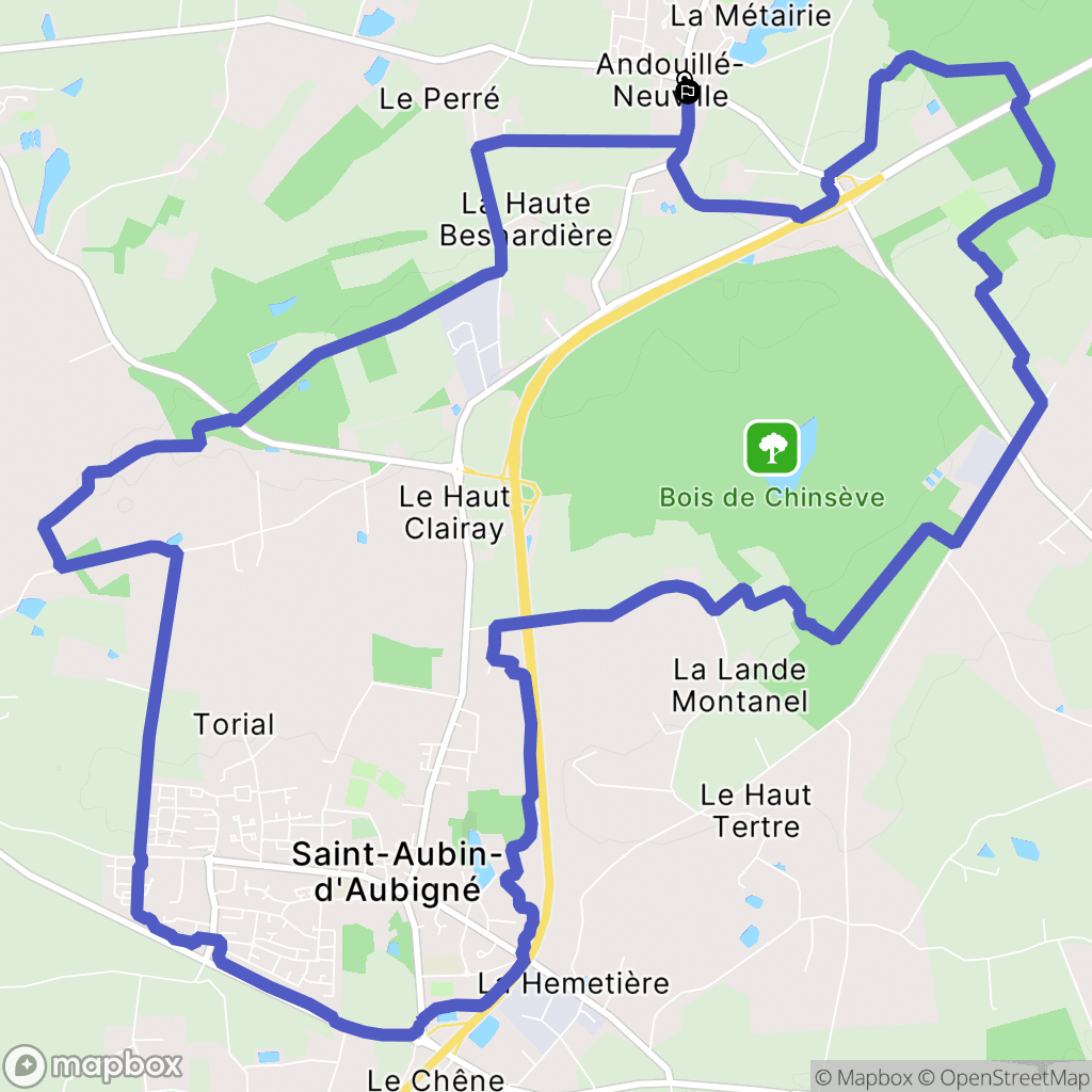 Andouillé-Neuville : carte du parcours de randonnée - France