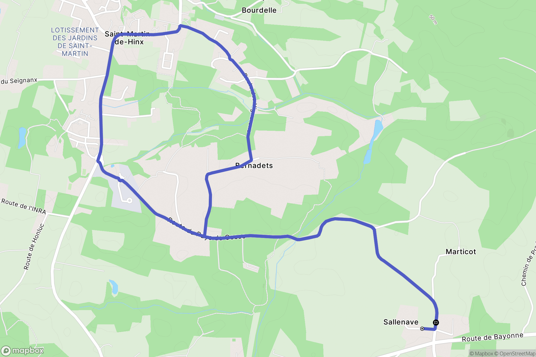 Sainte-Marie-de-Gosse : carte du parcours de randonnée - France
