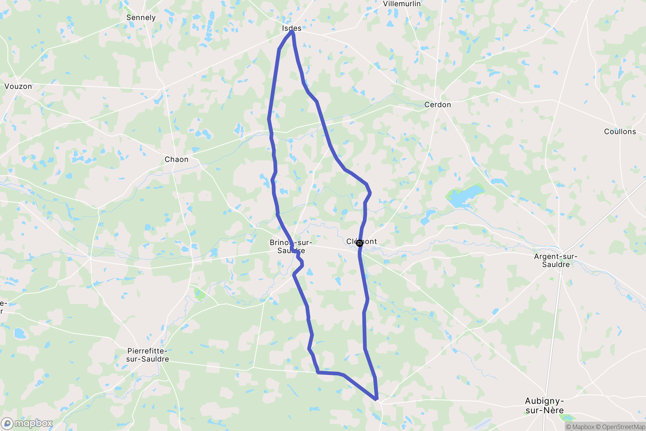 Clémont : carte du parcours de randonnée - France